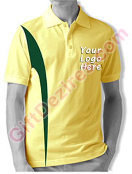 Designer Lemon Yellow and Green Color T Shirt With Logo Printed
